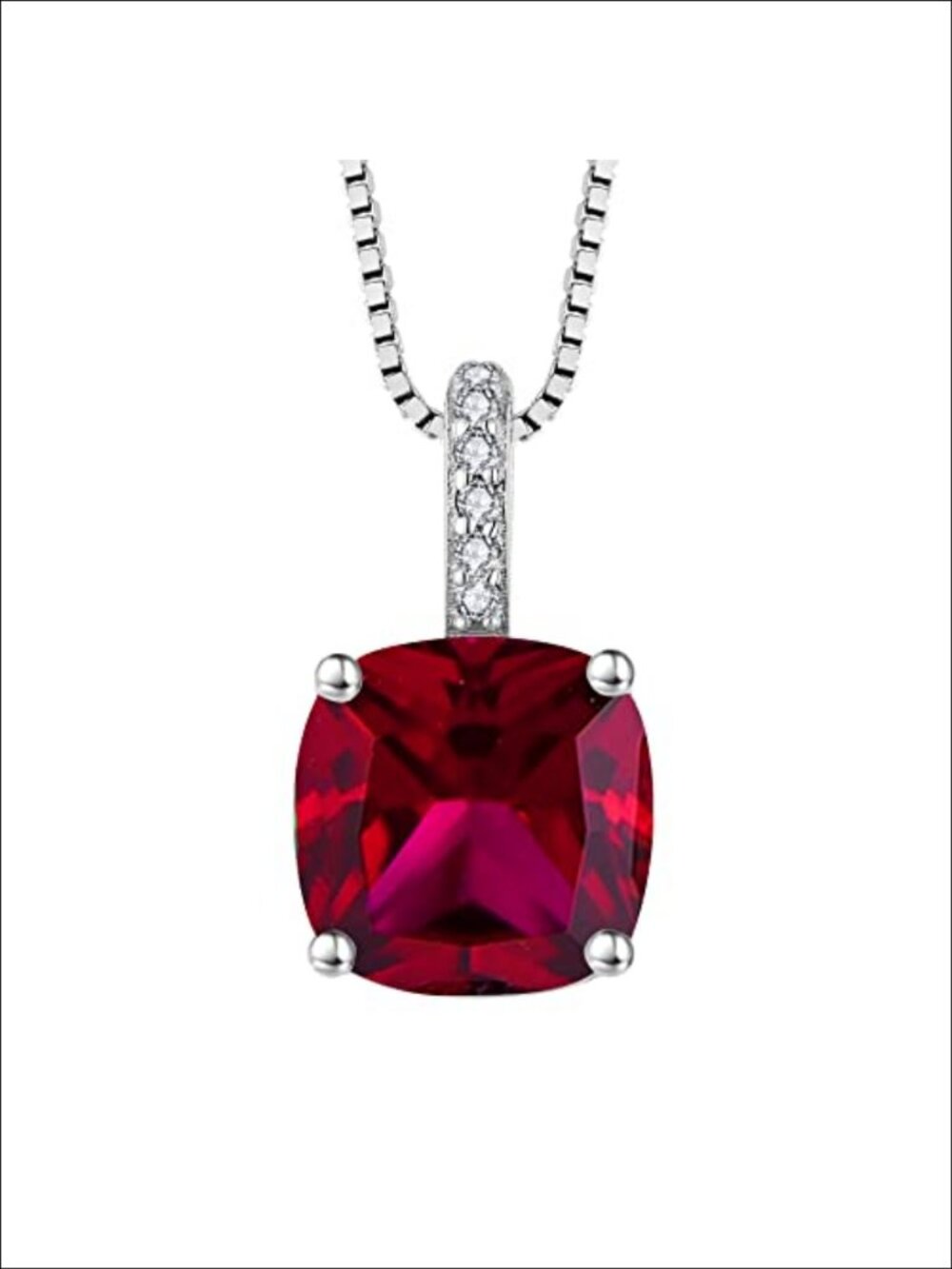 925 Sterling Silver Birthstone Pendant Necklace White Gold Plated 18x10mm Gift